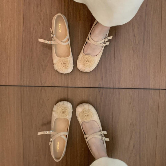 Damen Ballerinas mit Blumenapplikation EB