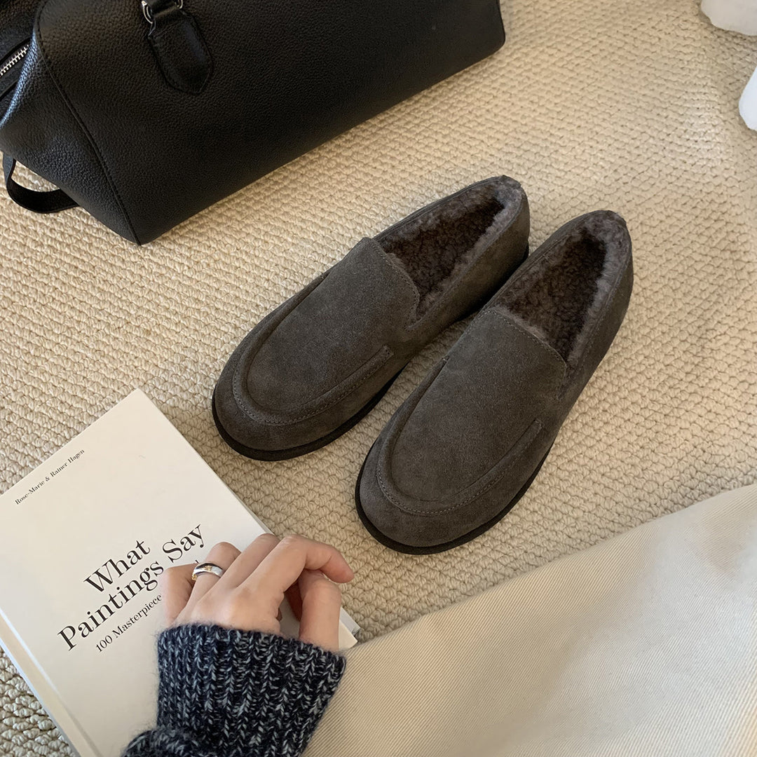 Damen Mokassins mit wärmendem Innenfutter und elegantem Wildleder-Design EB