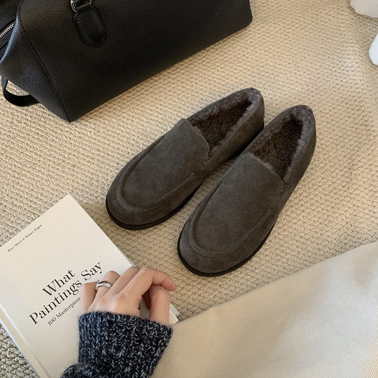 Damen Mokassins mit wärmendem Innenfutter und elegantem Wildleder-Design EB