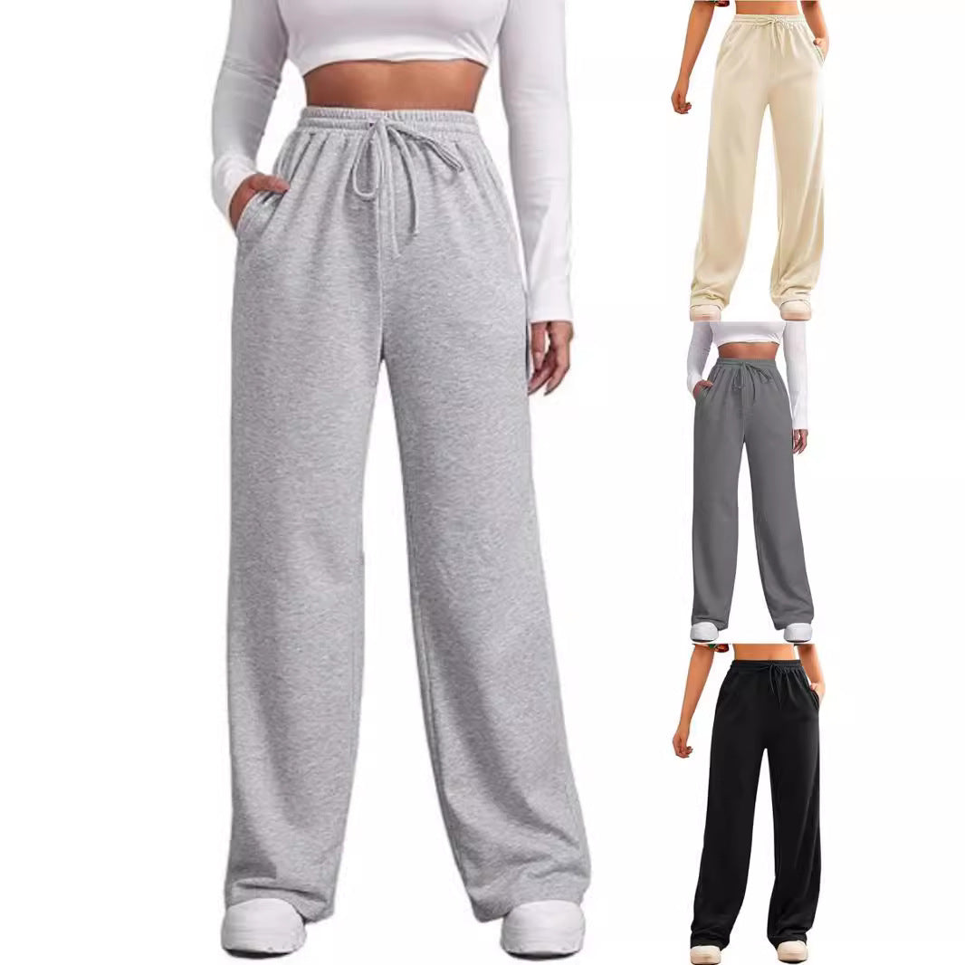 Damen nan fließende Relax-Palazzohose mit hohem Komfortbund, Kordelzug und seitlichen Einschubtaschen EB