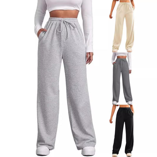 Damen nan fließende Relax-Palazzohose mit hohem Komfortbund, Kordelzug und seitlichen Einschubtaschen EB