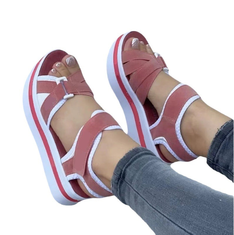 Damen Plateau-Sandalen mit verstellbaren Riemen und gepolstertem Fußbett EB