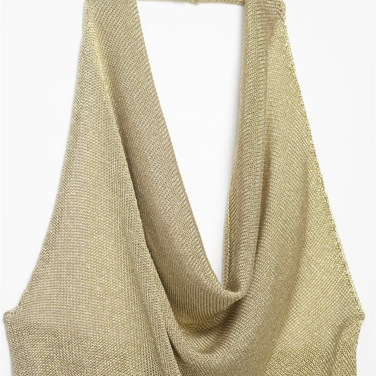 Damen Haltertop mit elegantem Wasserfall-Ausschnitt und schimmernden Akzenten EB
