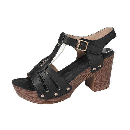 Damen Hochwertige Wedge-Sandalen mit Cut-Out-Design EB