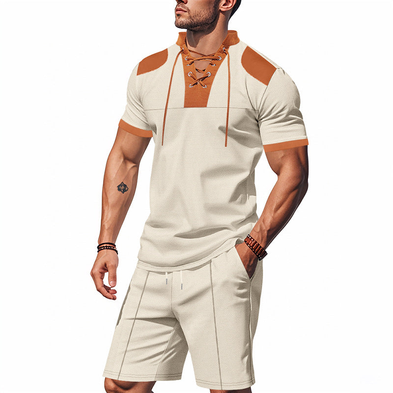 Herren lässiges Sport-Set mit dezenten Kontrastdetails und funktionalem Kragen EB