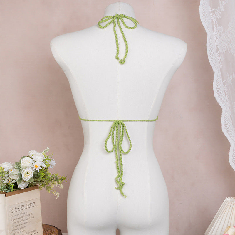 Damen Häkel-Bikini Oberteil mit floralen Motiven EB