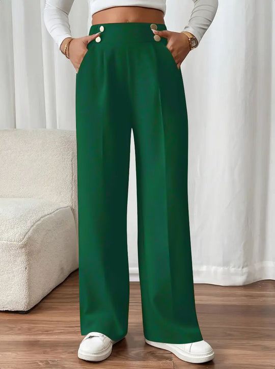 Damen Weit geschnittene Hose mit eleganter Knopfdetail EB