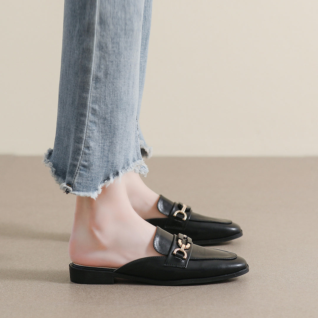 Damen elegante Mules mit modischem Kettendetail EB