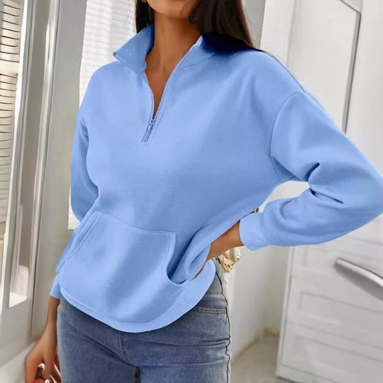Damen bequemer Stehkragen Pullover EB