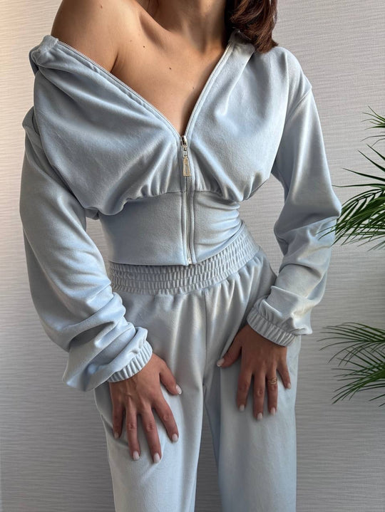 Damen Taillierte Cropped-Kapuzenjacke mit figurformendem Schlauchbund EB