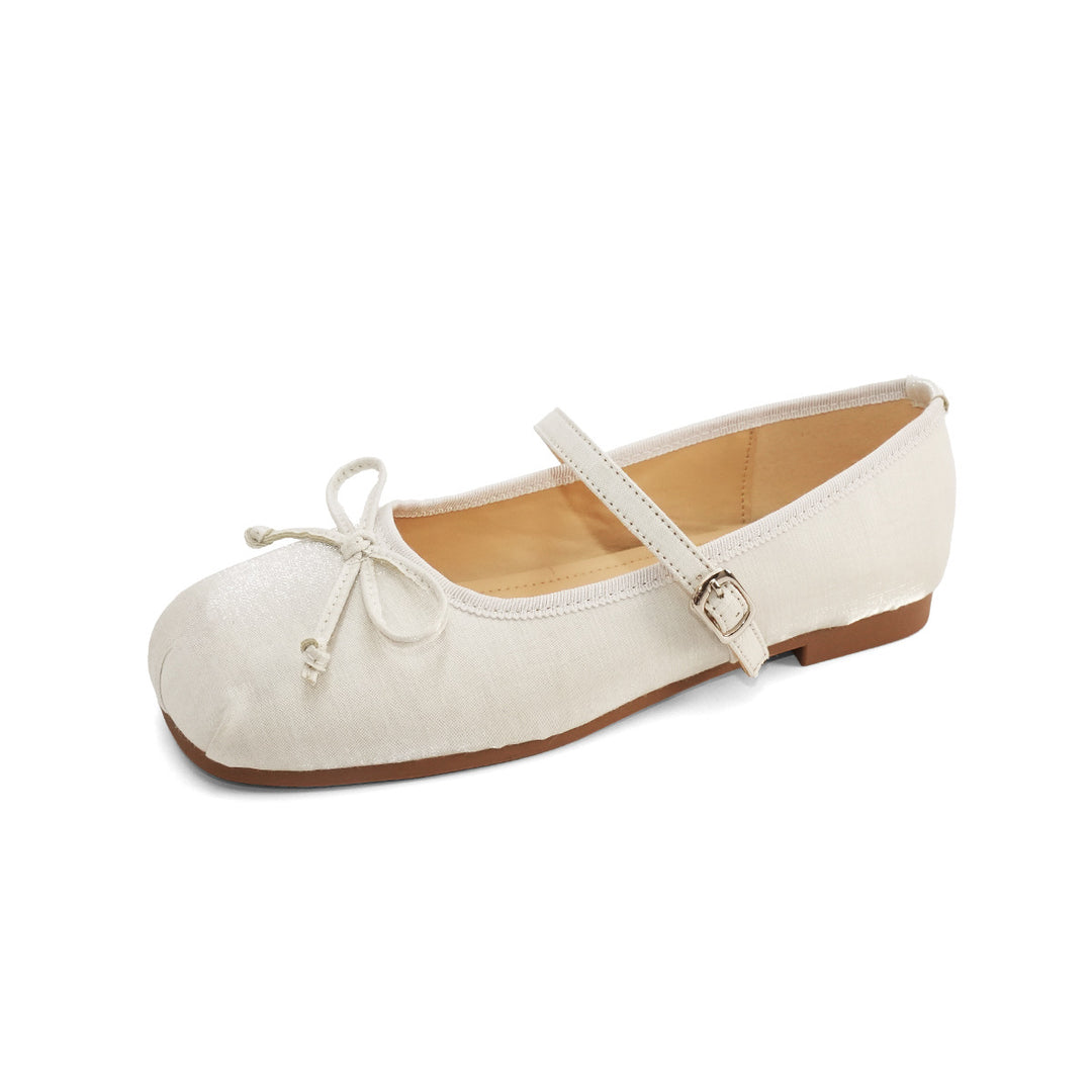 Damen Ballerinas mit elegantem Riemendesign und dekorativem Schleifenakzent EB