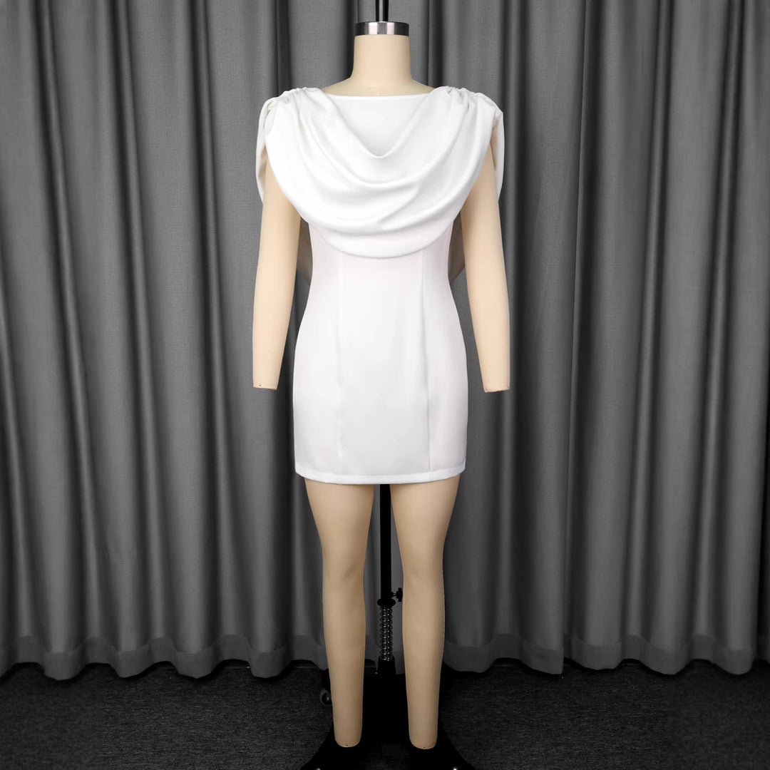 Damen Elegantes Minikleid mit drapiertem Schalkragen EB