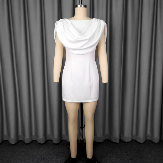 Damen Elegantes Minikleid mit drapiertem Schalkragen EB