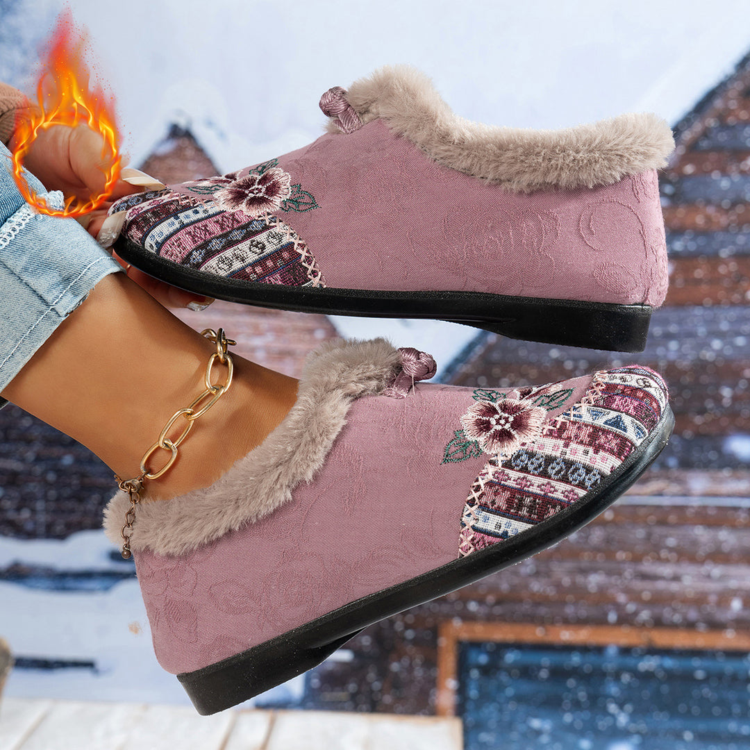 Damen Hausschuhe mit weichem Futter und modischem Flower-Design EB