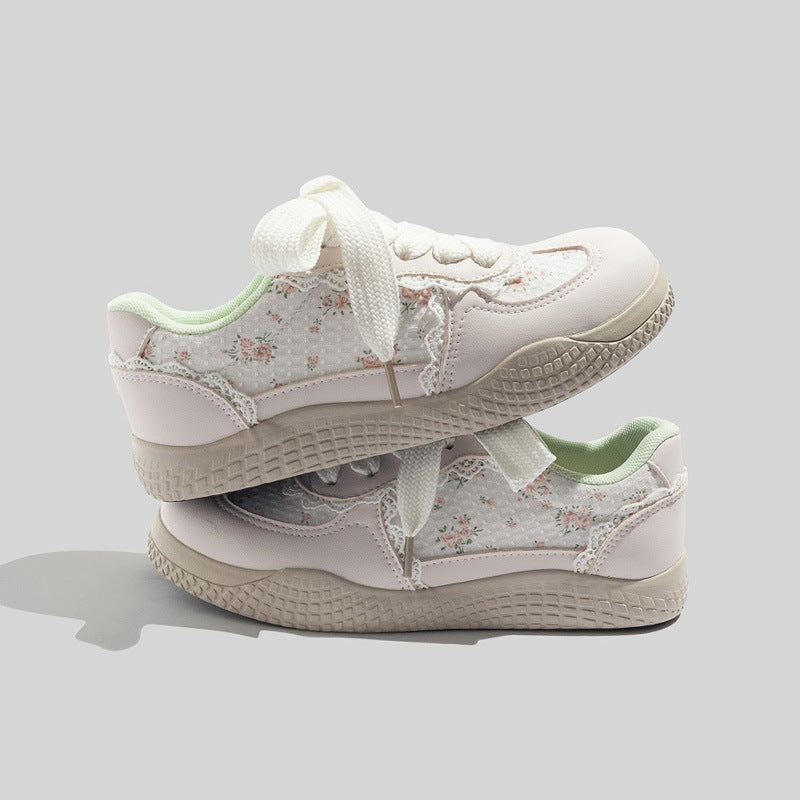 Damen Sneakers mit floralem Design und atmungsaktiver Mesh-Oberfläche EB