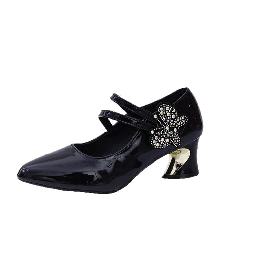 Damen Mary-Jane Pumps mit doppeltem Riemen, spitzer Kappe und skulptiertem Absatz EB