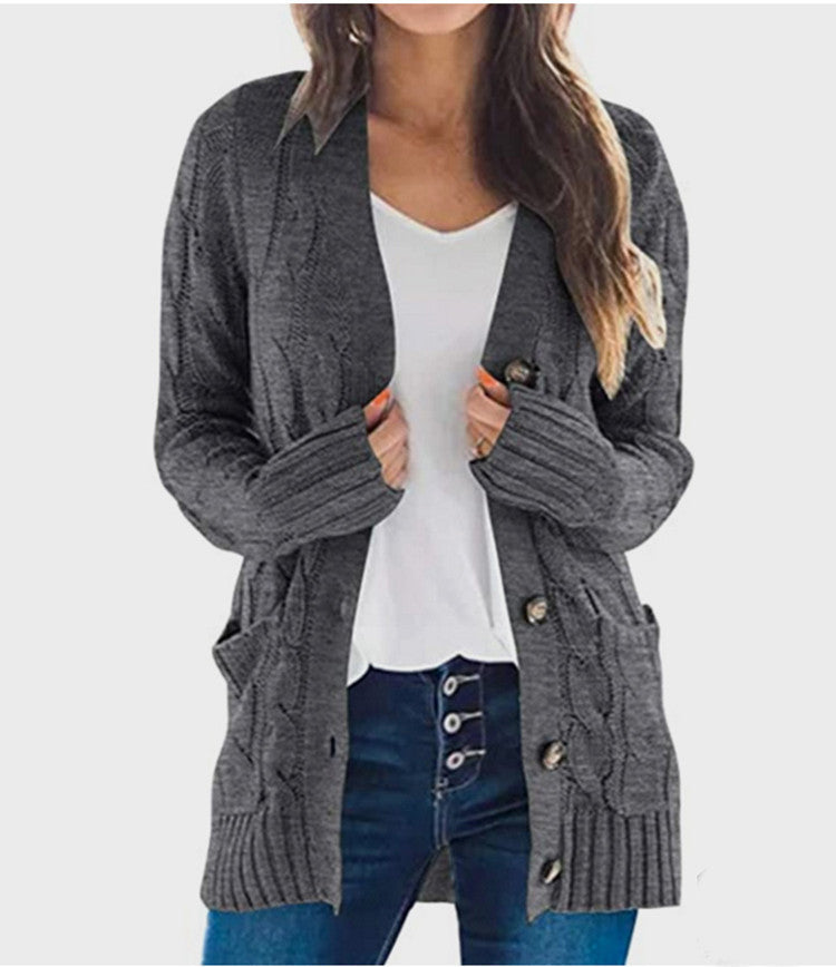 Damen Strickjacke mit Zopfmuster und praktischen Taschen EB