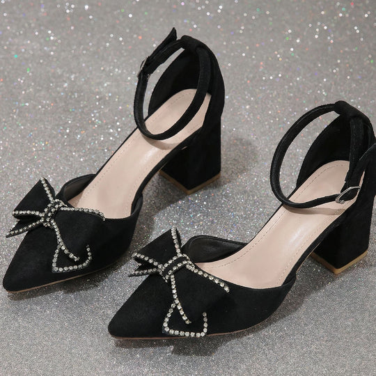 Damen elegante Slingback-Pumps mit funkelnden Schleifendetails EB