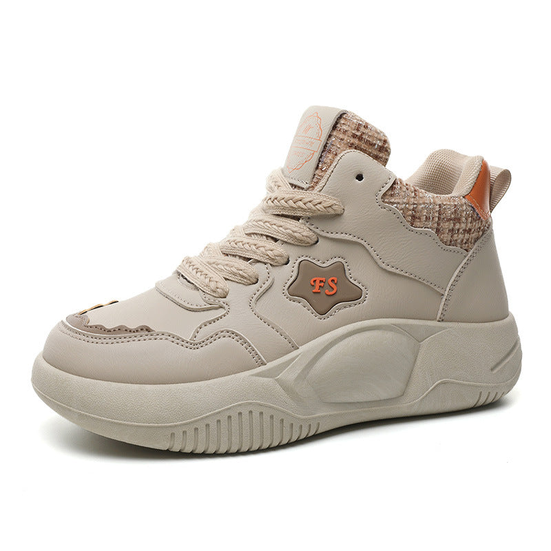 Damen modische High-Top Sneakers mit gepolstertem Kragen und rutschfester Sohle EB