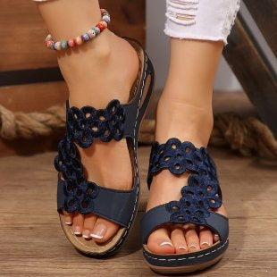Damen Komfortable Muldenschuhe mit Blumendetail EB