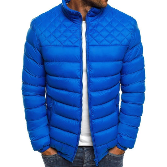 Herren gesteppte Winterjacke mit hohem Kragen und seitlichen Reißverschlusstaschen EB