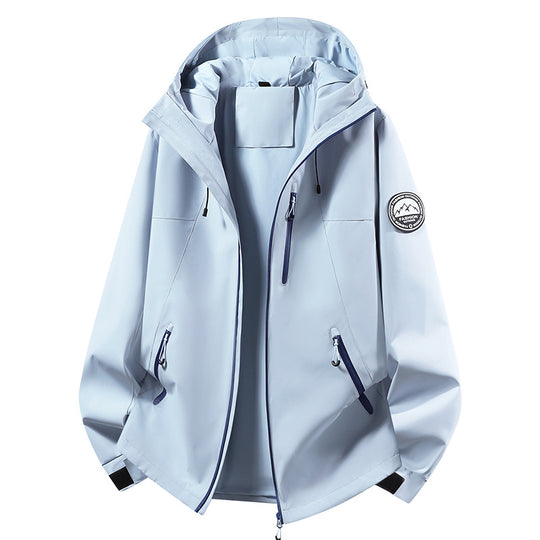Unisex ultraleichter wasserdichter Kapuzenblouson mit verschweißten Nähten und Brust-Reißverschluss EB