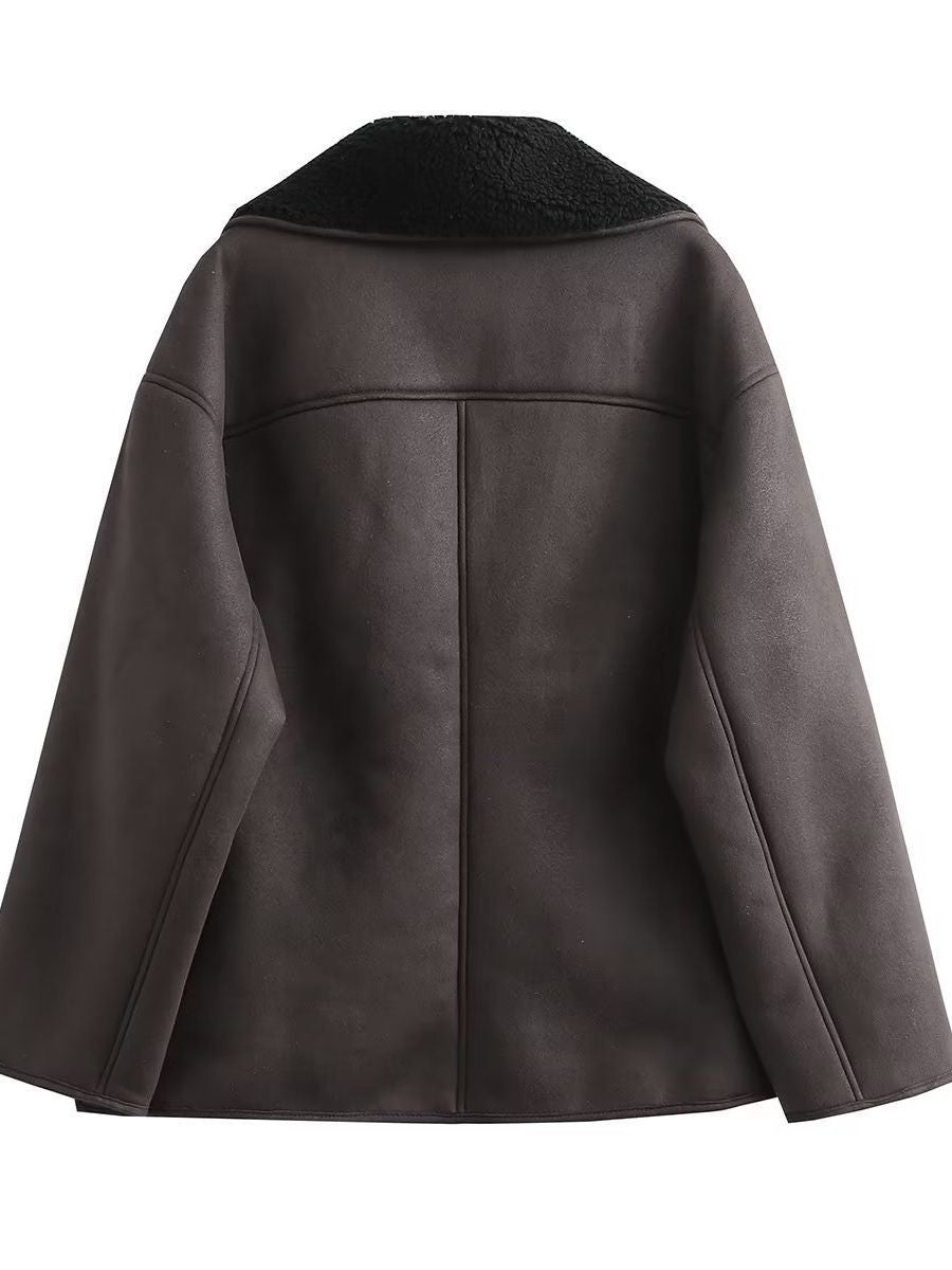 Damen Oversized-Baumwolljacke mit gefüttertem Kragen EB