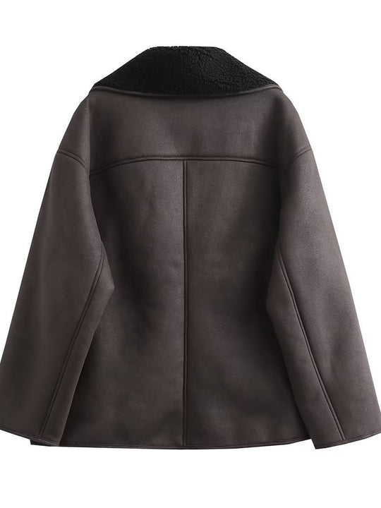 Damen Oversized-Baumwolljacke mit gefüttertem Kragen EB