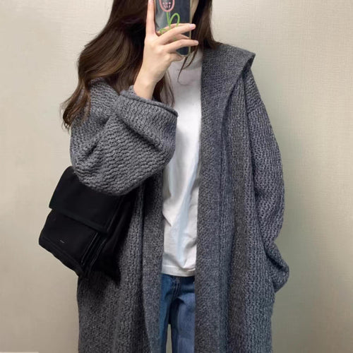 Damen Grobstrick Cardigan mit offenem Schnitt und lässigem Design EB