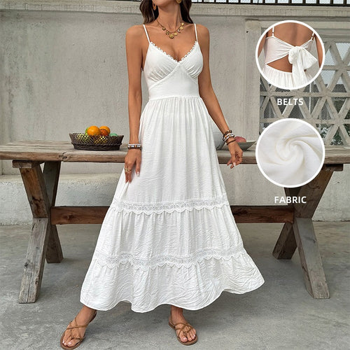 Damen Elegantes Maxikleid mit Crinkle-Beauty und Rüschendetails EB