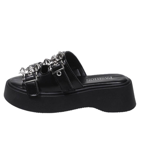 Damen modische Plateau-Sandalen mit auffälligen Schnallen EB