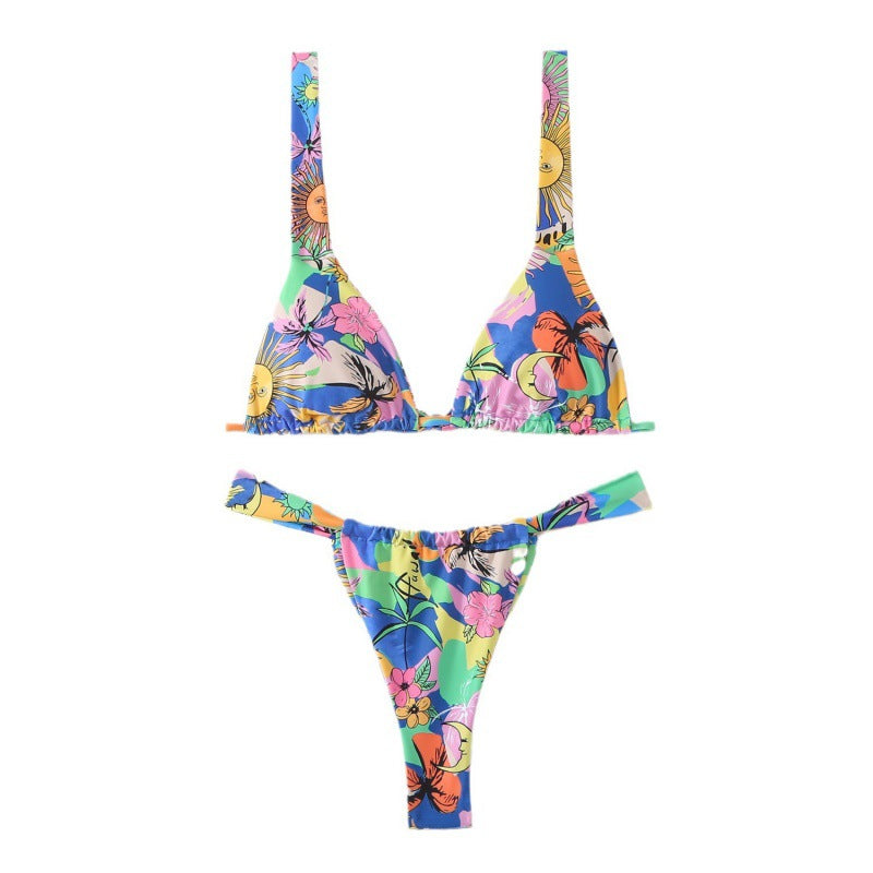 Damen wunderschöner Bikini mit floralen Mustern EB