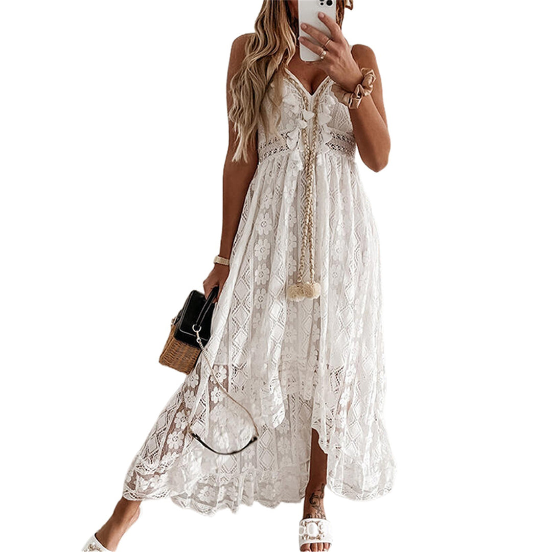 Damen Spitzen Maxikleid EB