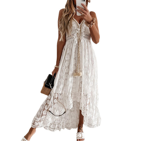 Damen Spitzen Maxikleid EB