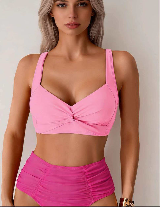 Damen Hochgeschnittenes Bikini-Set mit Twist-Oberteil EB