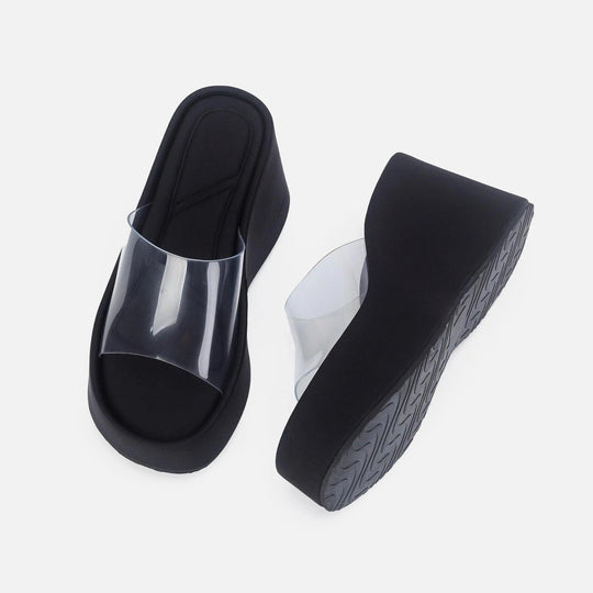 EB | Translucent platform sandals with ankle strap