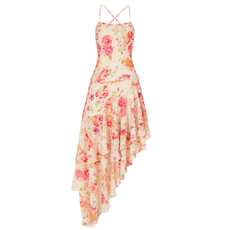 Damen florales Maxikleid mit Rüschendetails EB