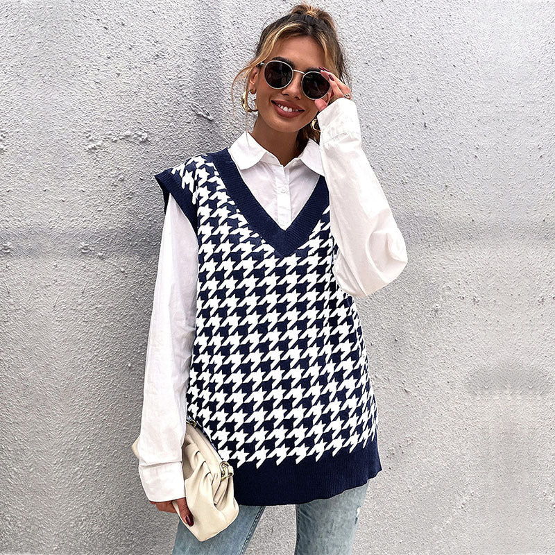 Damen Pullover-Pärchen im zeitlosen Hahnentrittmuster EB
