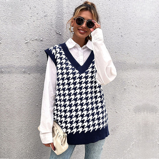 Damen Pullover-Pärchen im zeitlosen Hahnentrittmuster EB