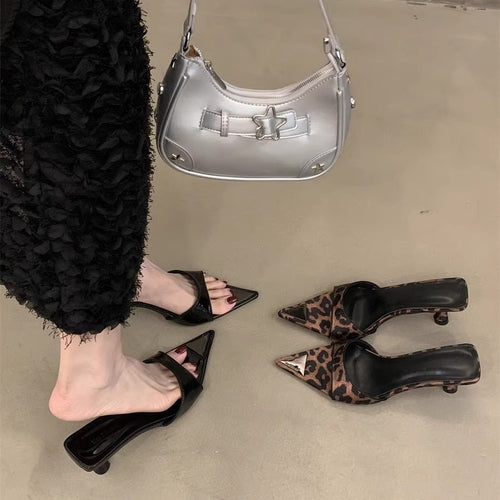 Damen schicke Slingback Mules mit modischem Leopardenprint EB