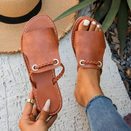 Damen Freizeitsandalen mit geflochtenem Riemen-Design und robustem Fußbett EB