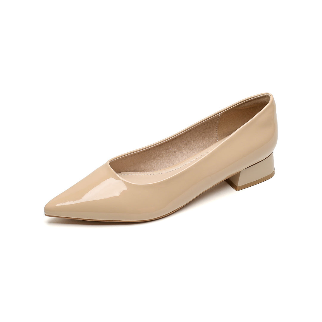 Damen elegante Ballerinas mit spitzem Zehenbereich und komfortablem Blockabsatz EB