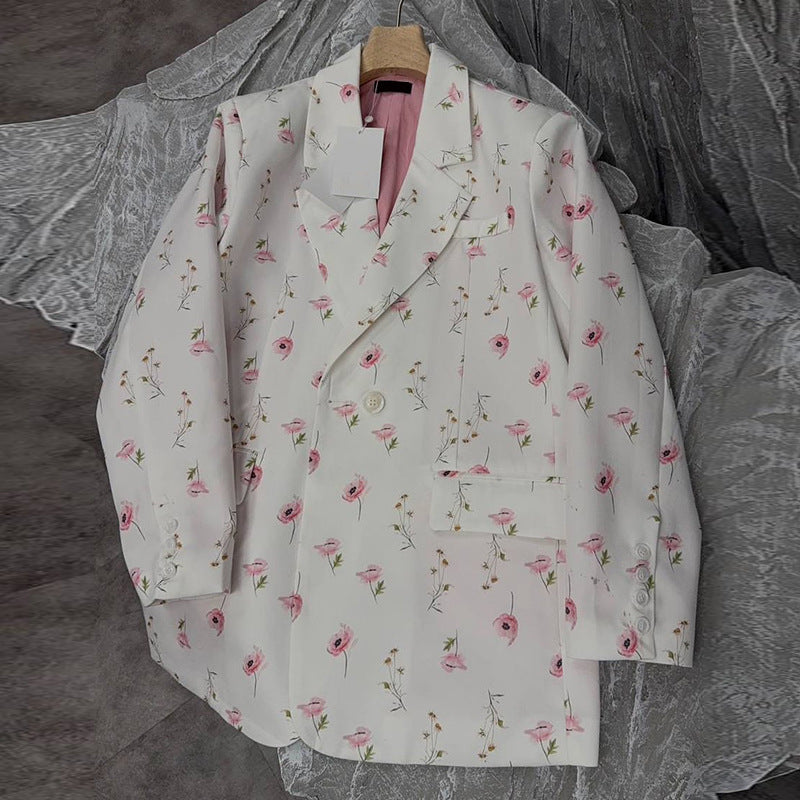 Damen eleganter Blazer-Kleid mit floralen Akzenten EB