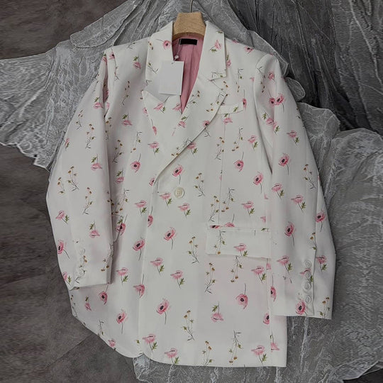 Damen eleganter Blazer-Kleid mit floralen Akzenten EB