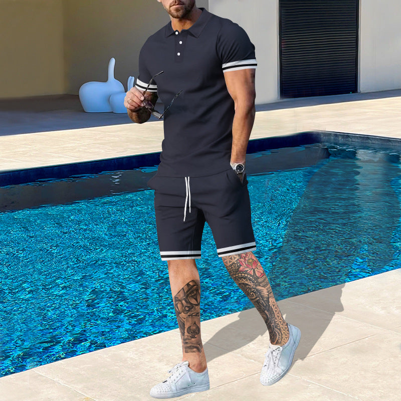 Herren Poloshirt und Shorts-Set mit sportlichen Akzenten EB