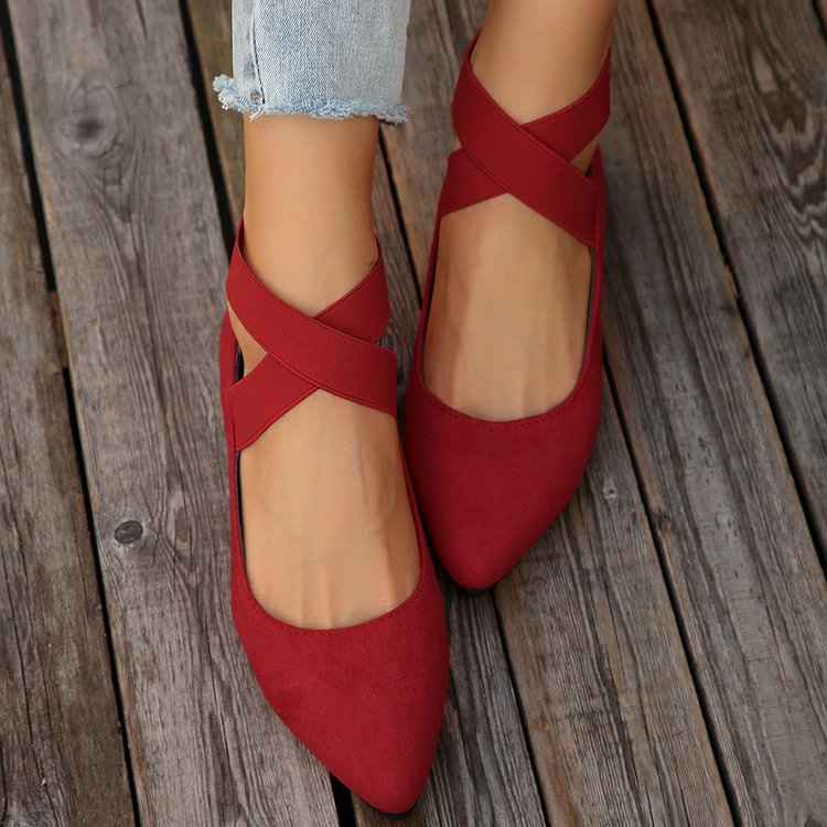 Damen Bequeme Ballerinas mit modischen Kreuzriemen EB