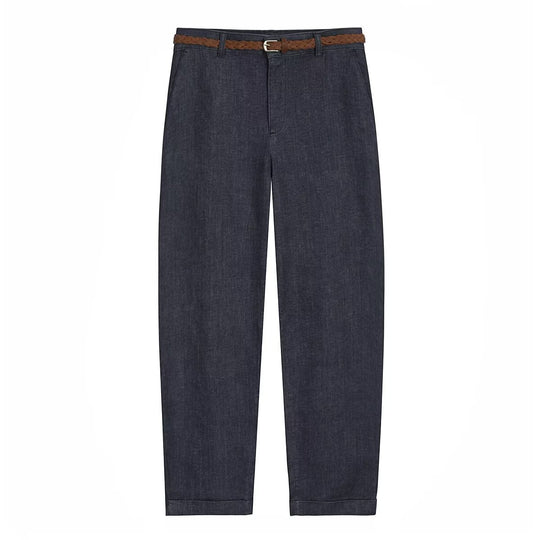 Damen Chinohose mit geflochtenem Gürtel und geradem Schnitt EB