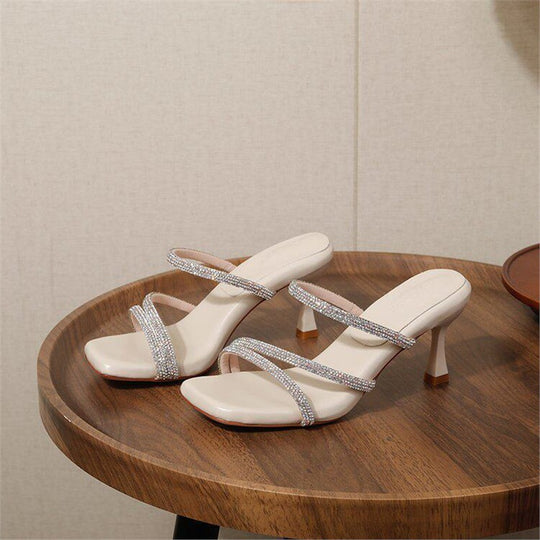 Damen Glamouröse High Heel Sandalen mit funkelnden Riemen EB