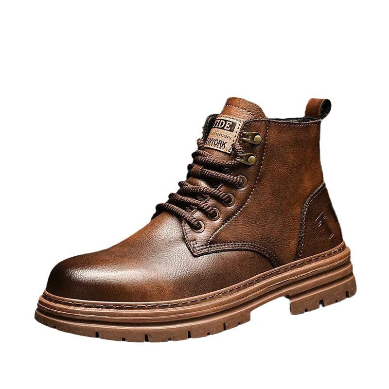 Damen modische Lederstiefel mit robustem Profil und komfortablem Futter EB