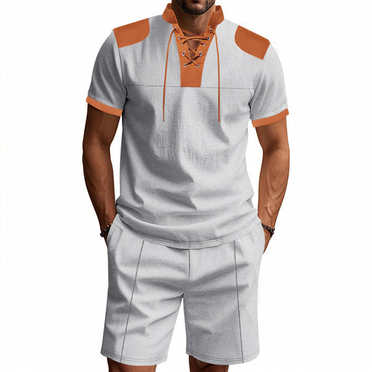 Herren lässiges Sport-Set mit dezenten Kontrastdetails und funktionalem Kragen EB
